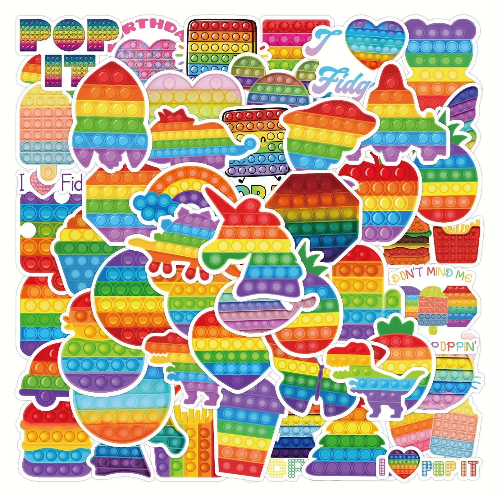 50PCS Pop Fidget Toy Sticker Party Supplies Vinyl Waterproof Sticker Stickers