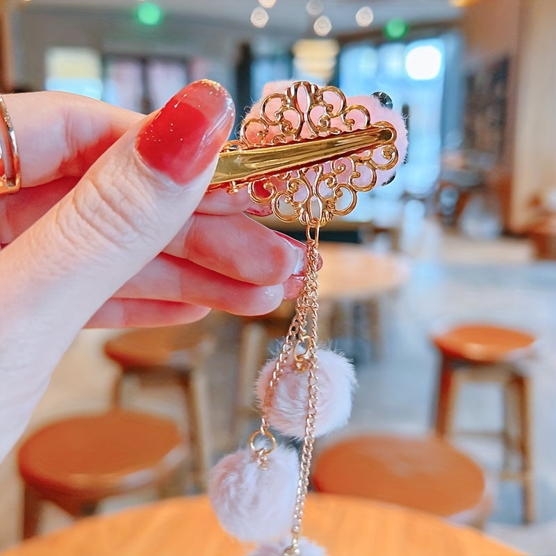 Plush Rabbits Tassel Hair Clips Chinese Style Year Hair Clips