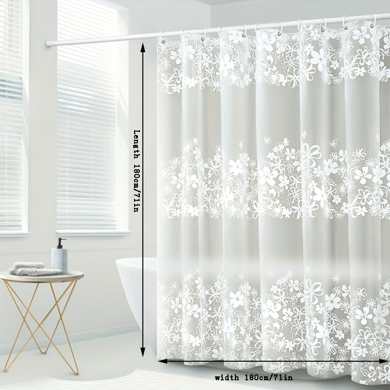 Frosted Flower Shower Curtain PEVA Lining Waterproof Durable