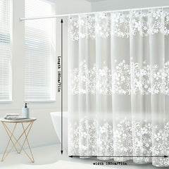 Frosted Flower Shower Curtain PEVA Lining Waterproof Durable