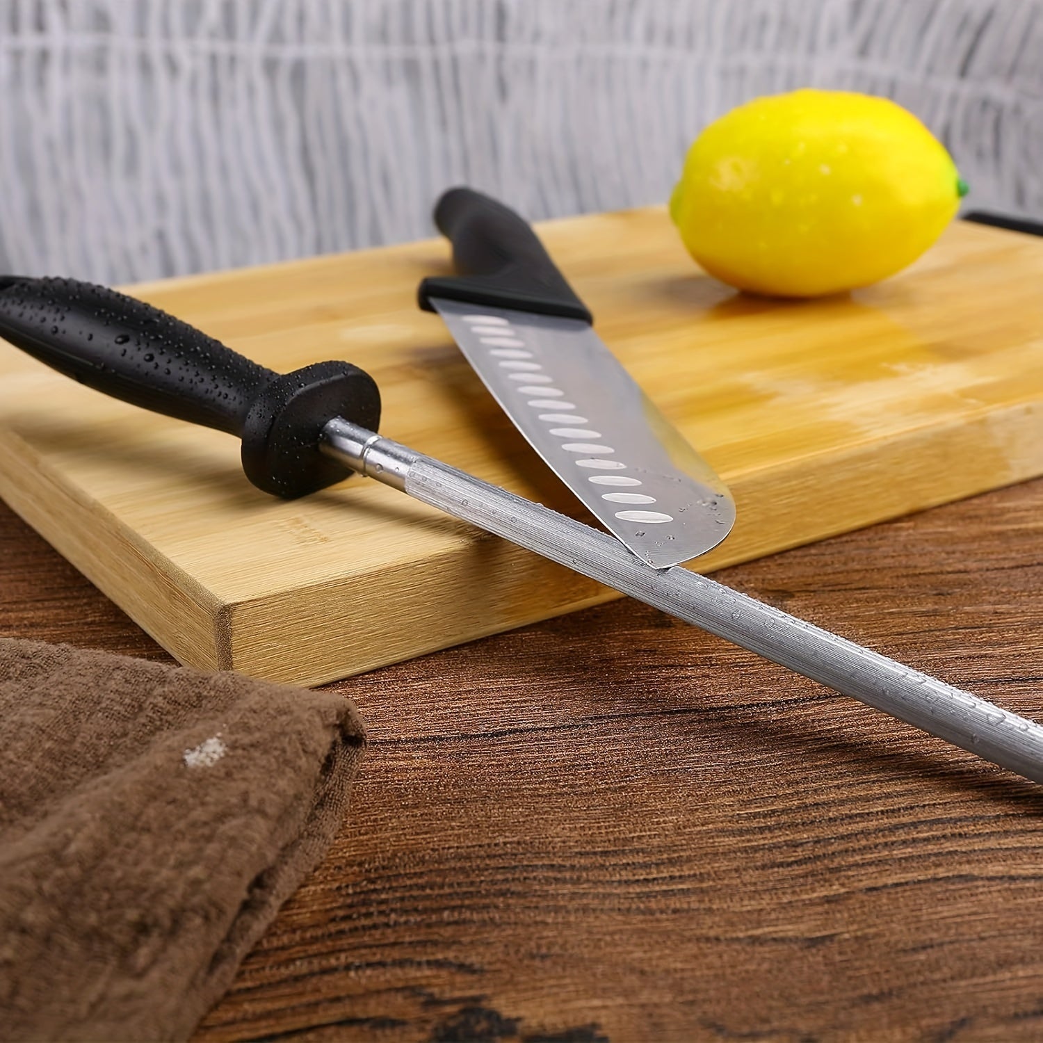 Professional 33cm Carbon Steel Rod Sharpener for Food Trucks