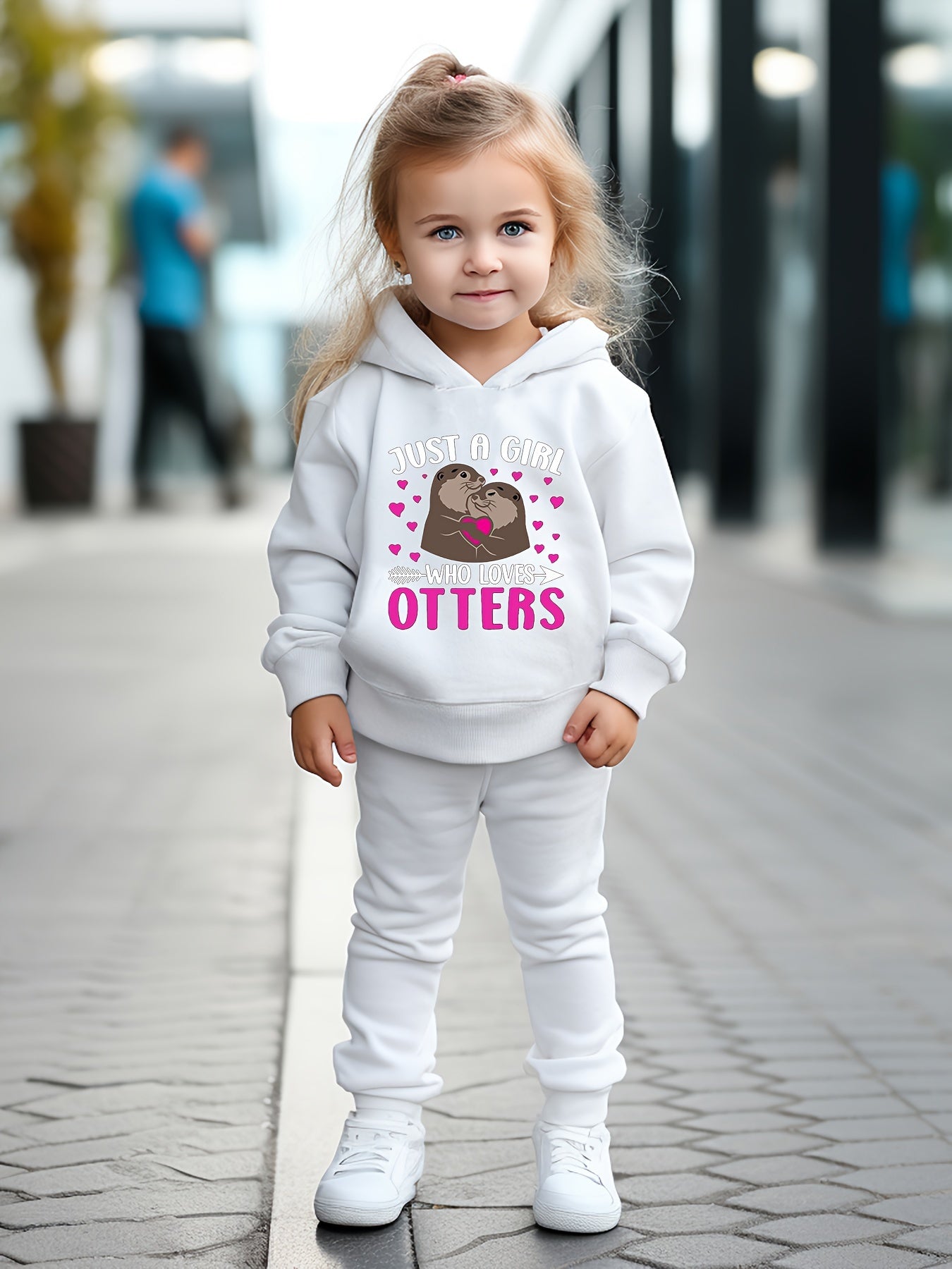 OERYUI Hooded Pullover Pants Set JUST A GIRL WHO LOVES OTTERS Print