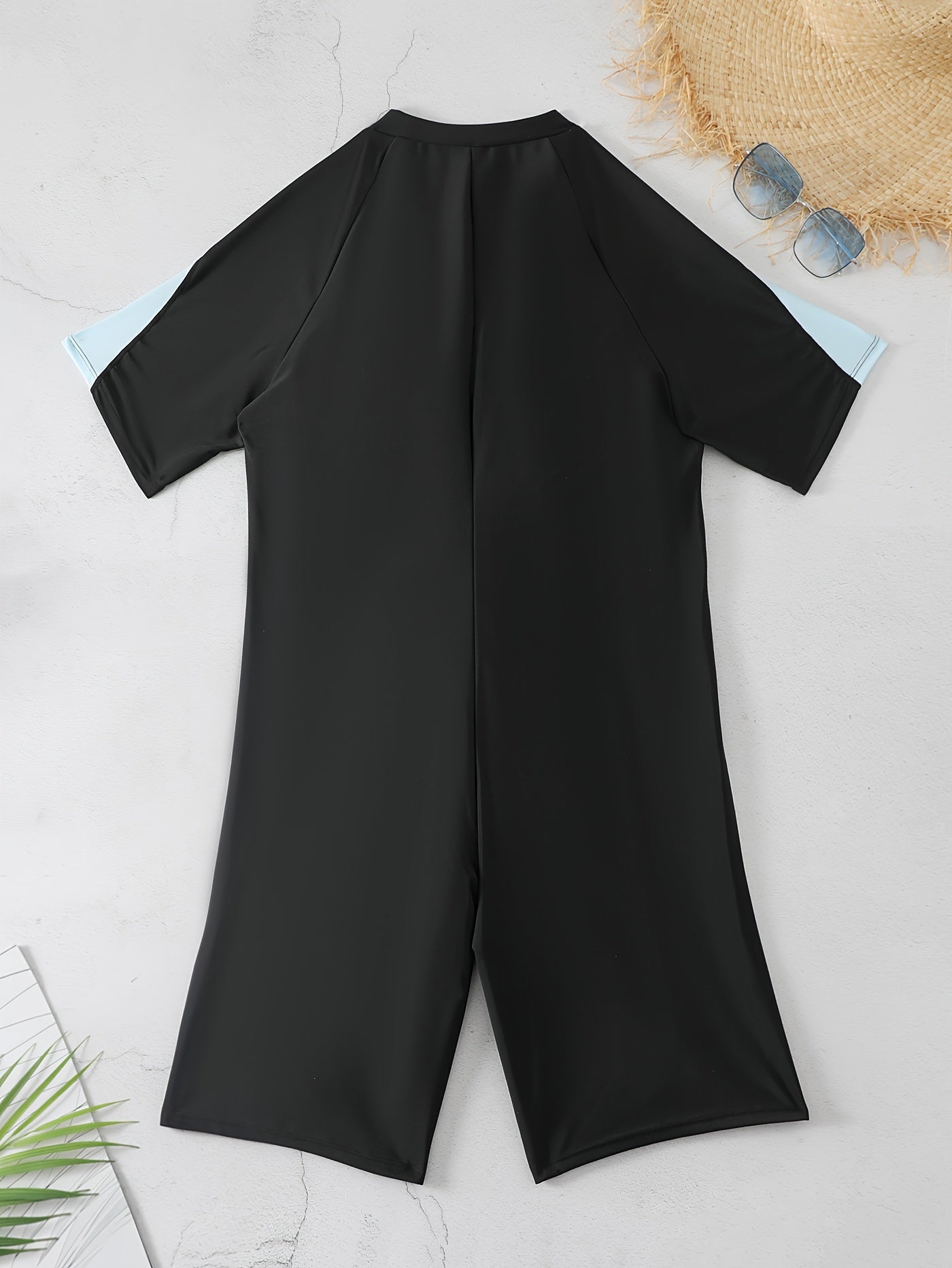 Colorblock Zip Up One Piece Surfing Suit
