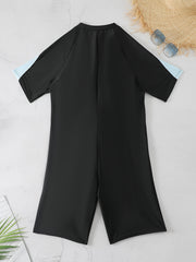 Colorblock Zip Up One Piece Surfing Suit