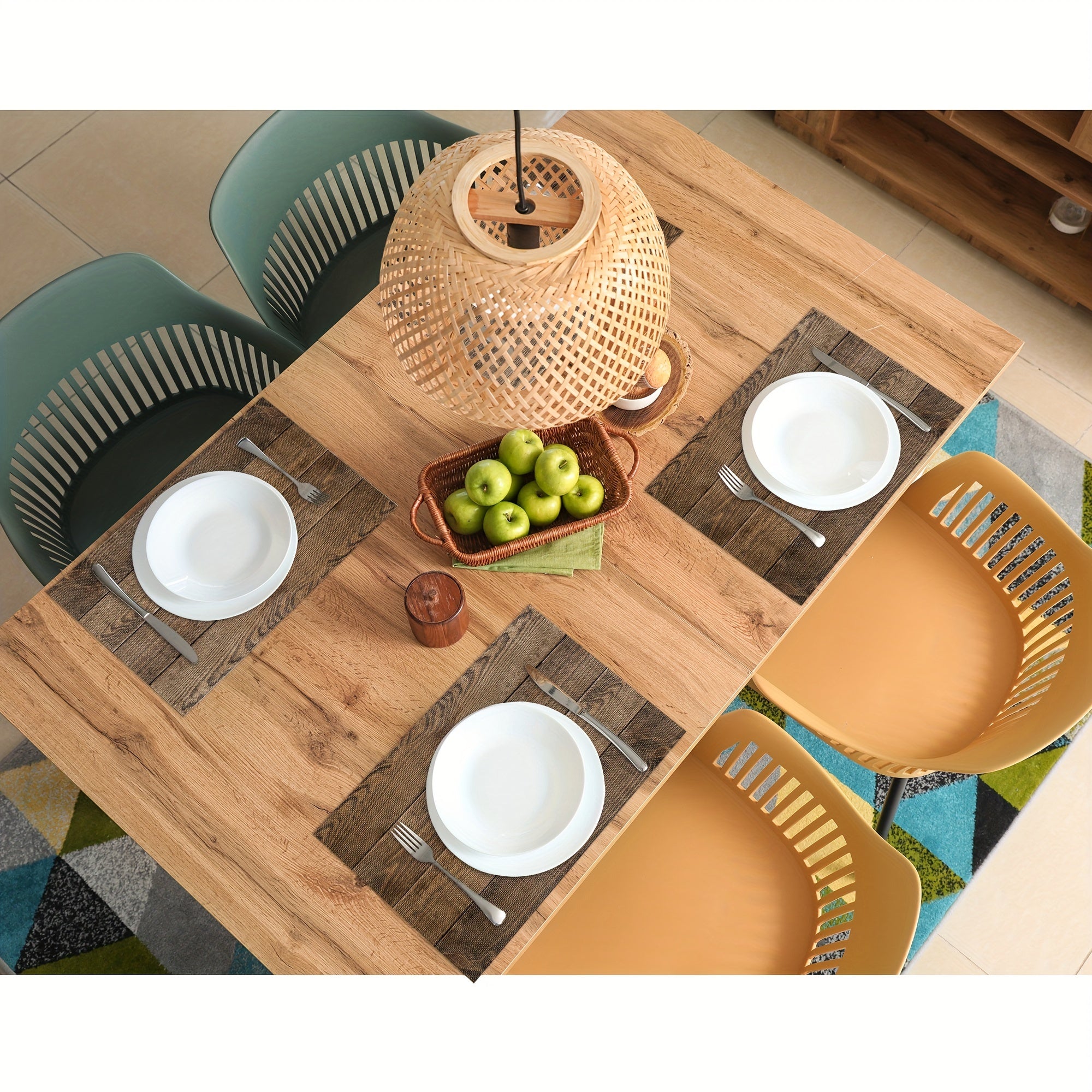 Vintage Wood Textured Placemat Stain Resistant Table Mat