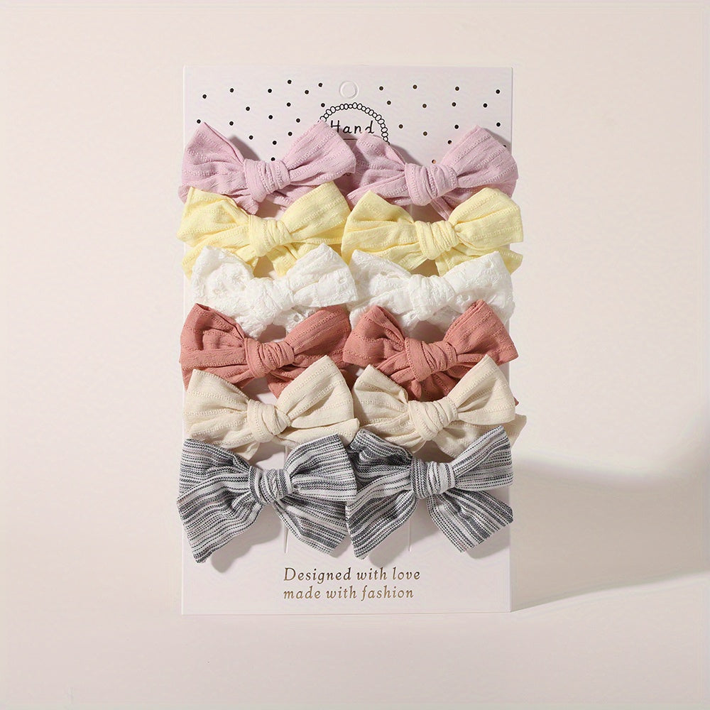 12pcs Baby Girls Bowknot Hair Clips for Travel & Everyday Wear
