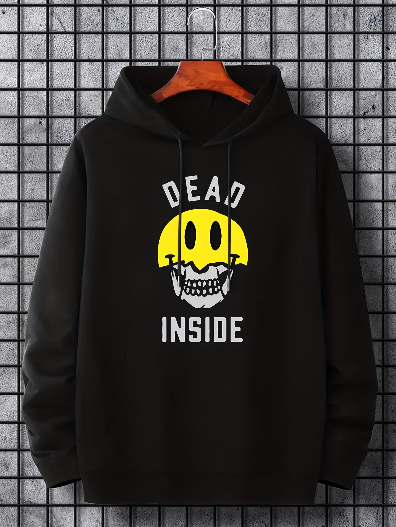 Men's Dead Inside Print Hoodie Casual Drawstring Hoodie