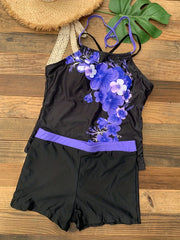 Floral Print Tank Top & Shorts Swimsuit Set