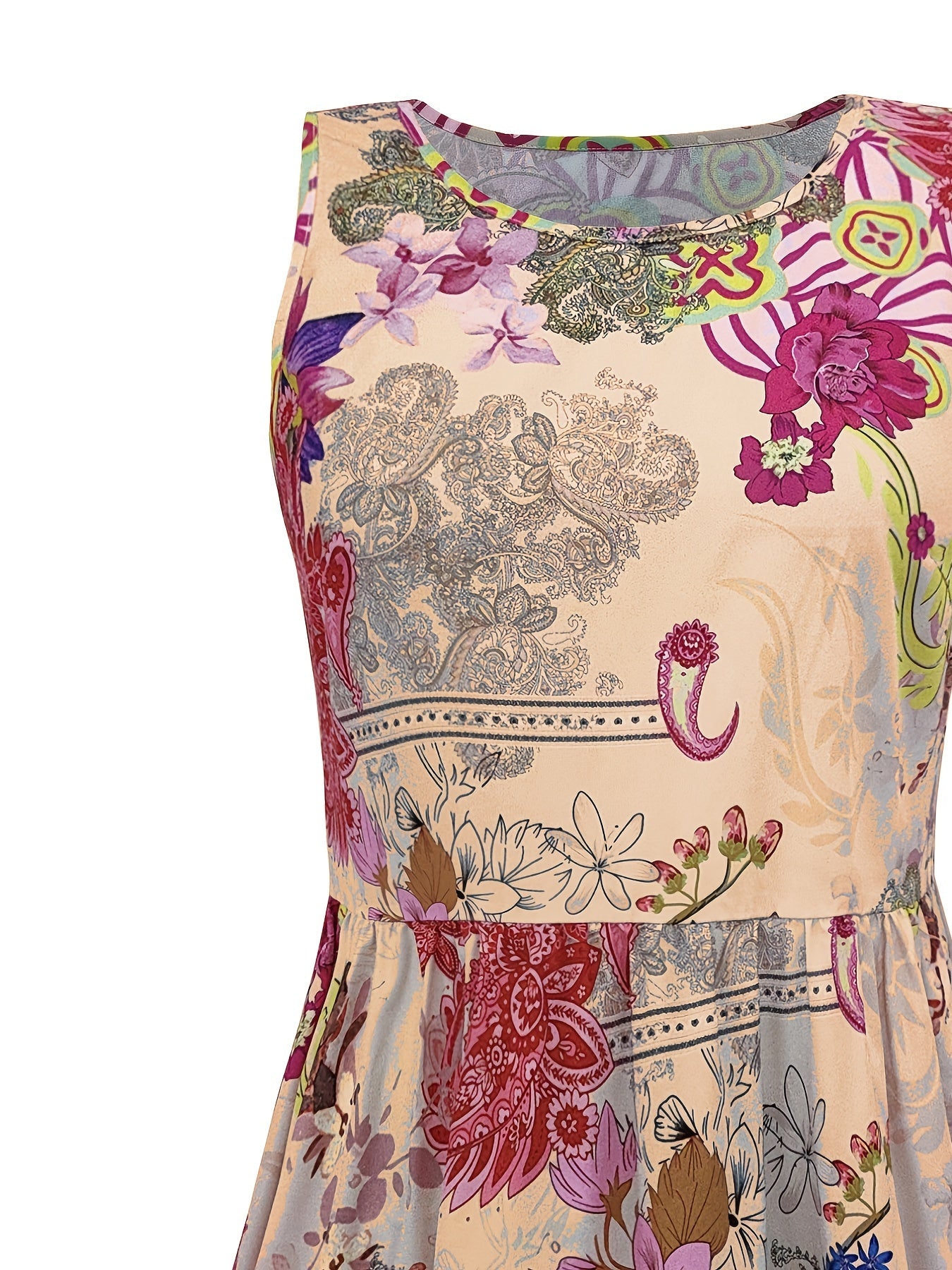 Boho Paisley Floral Print Maxi Dress