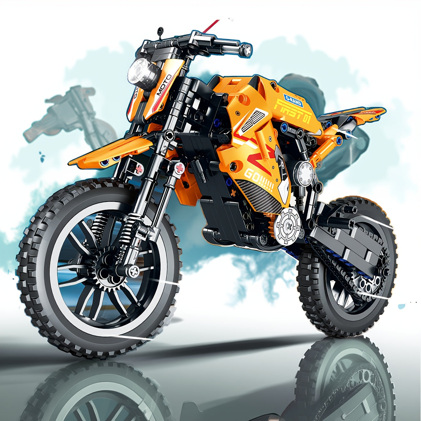 Sports Motorcycle Building Blocks Set Functional Suspension ABS Plastic