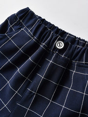 Boys Plaid Elastic Waist Shorts for Summer Party