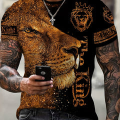 Lion 3d Print Men's Short Sleeve T-shirt Graphic Tee Men's Summer Clothes