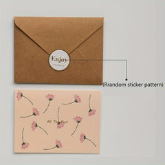 1pc Baby Thank You Card Retro Floral Greeting Card