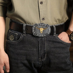 Alloy Western Cowboy Animal Ox Head Belt Buckle for Men