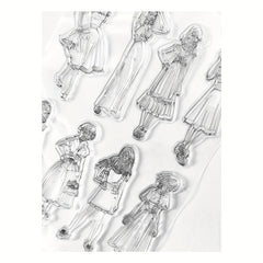 Arbuya Women Mother Vintage Dress Silicone Rubber Stamp for Scrapbooking DIY