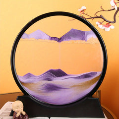 Moving Sand Art Picture Round Glass 3D Deep Sea Sandscape Liquid Motion Frame
