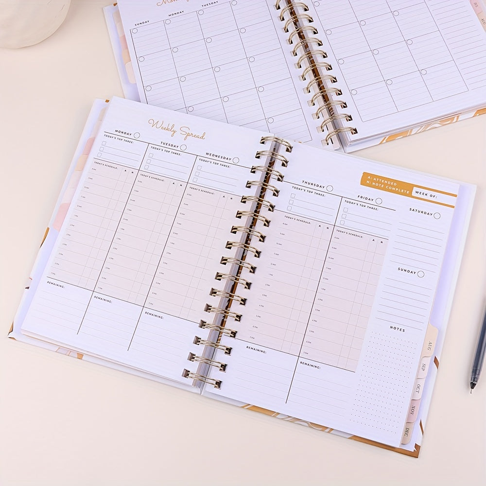 Delicate Monthly Planner Book Flower Hard Surface With Calendar