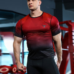 Men's Gradient Quick-dry Sports Compression Tee for Fitness Activities