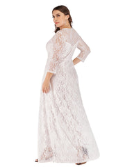 Lace Long Sleeve Round Neck Formal Party Dress