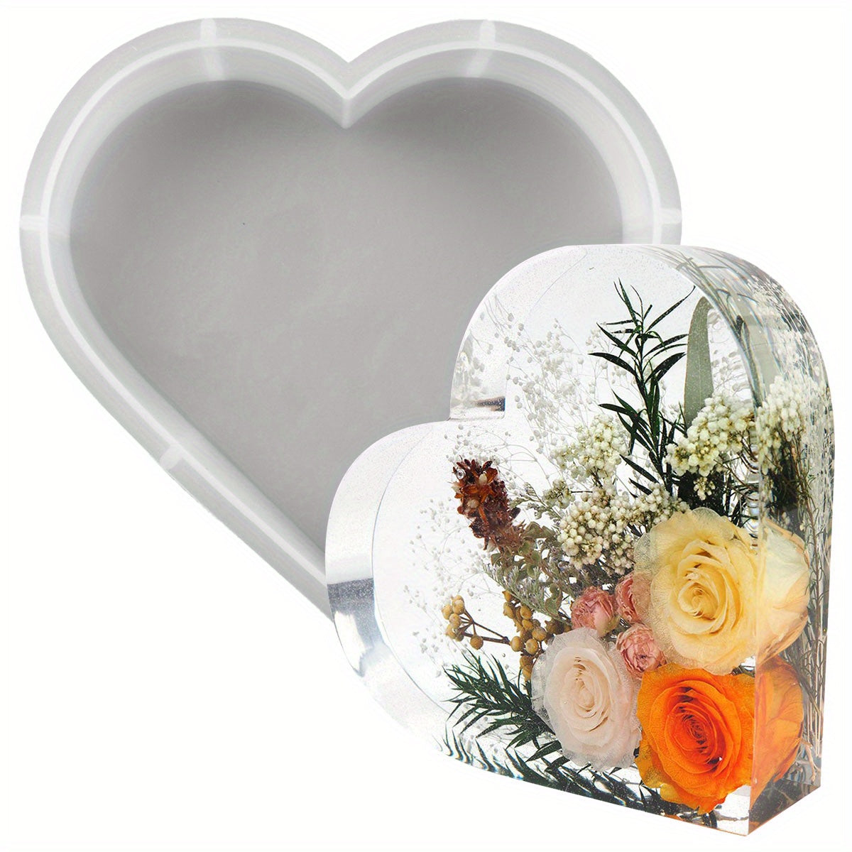 Silicone Epoxy Resin Molds Hexagon Heart Shape DIY Flower Preservation Art Craft