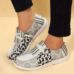 Women's Lace Up Canvas Loafers Comfy Low Top Sneakers