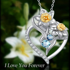 Heart shaped Lily Rhinestone Pendant Necklace For Women