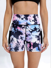 Tie Dye High Waist Yoga Short with Pocket