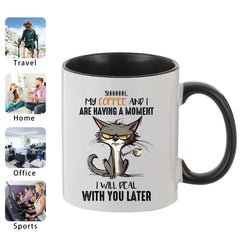 11oz Cat Drinking Coffee Ceramic Mug Great Gift For Mom Friends