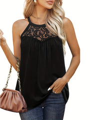 Lace Sleeveless T Shirt Summer Casual Top Women's Clothing