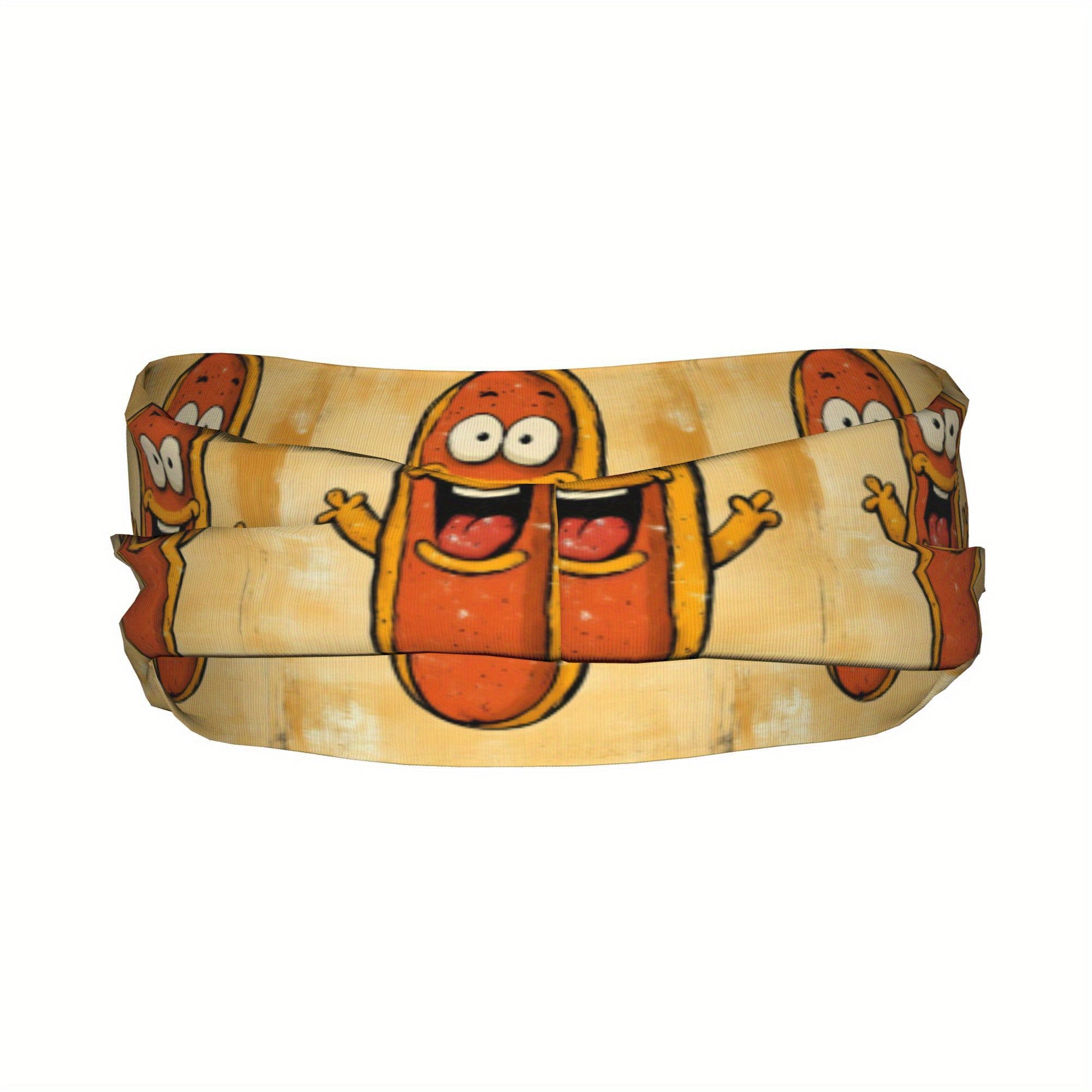 Fun Hot Dog & Burger Sports Headband Sweat Wicking Stretchy Polyester