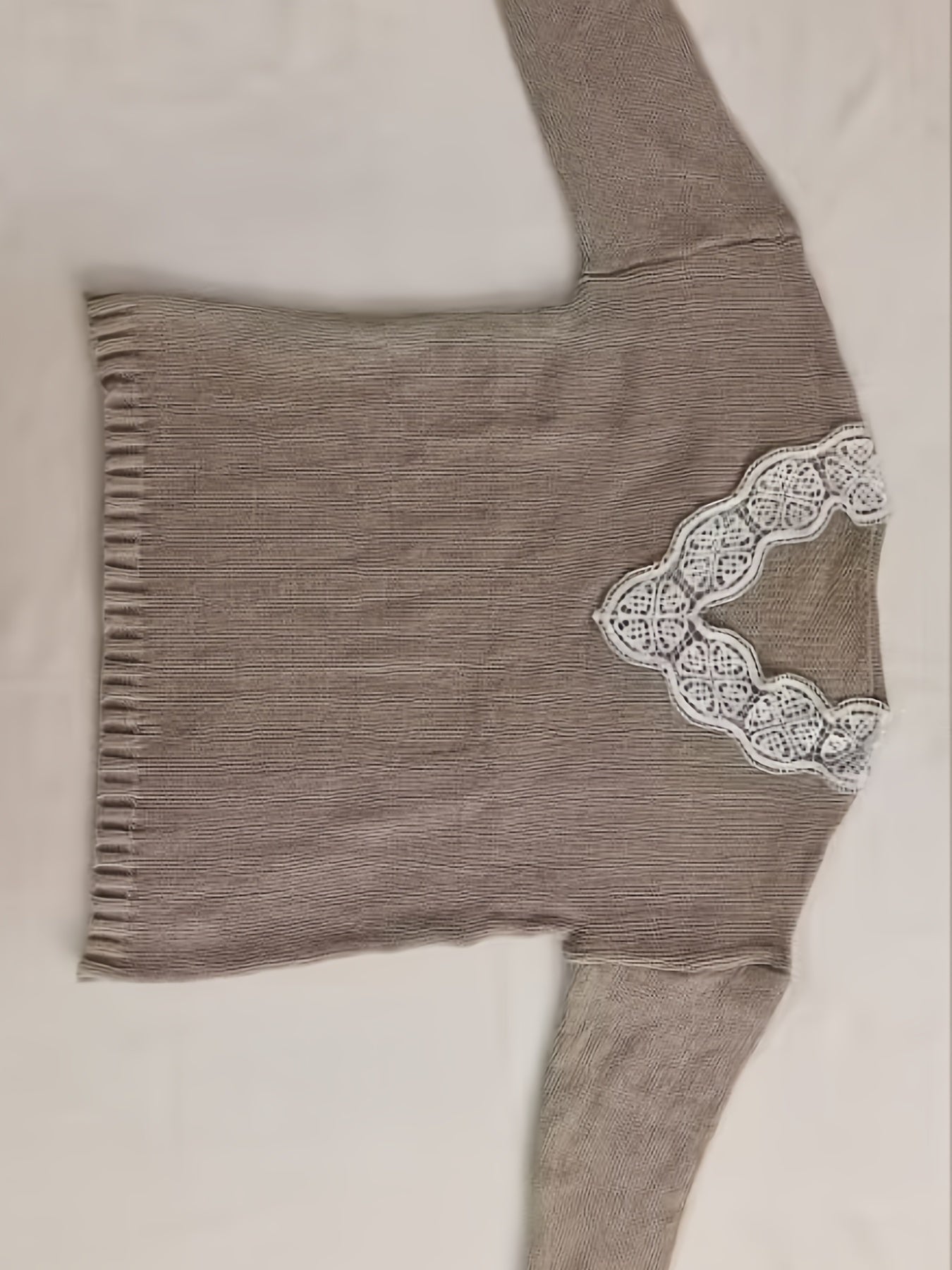 Lace V Neck Sweater Long Sleeve for Women