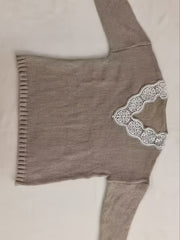 Lace V Neck Sweater Long Sleeve for Women