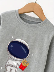 Astronaut & Fries Boys Sweatshirt Long Sleeve Crew Neck Top