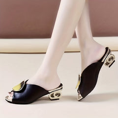 Women's Chunky Heel Sandals Peep Toe Summer Shoes