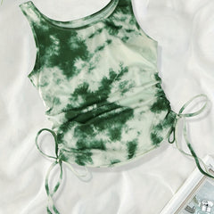 Y2K Tie Dye Drawstring Tank Top for Women