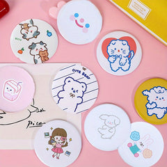 6pcs Cartoon Pattern Handheld Makeup Mirror for On-the-Go