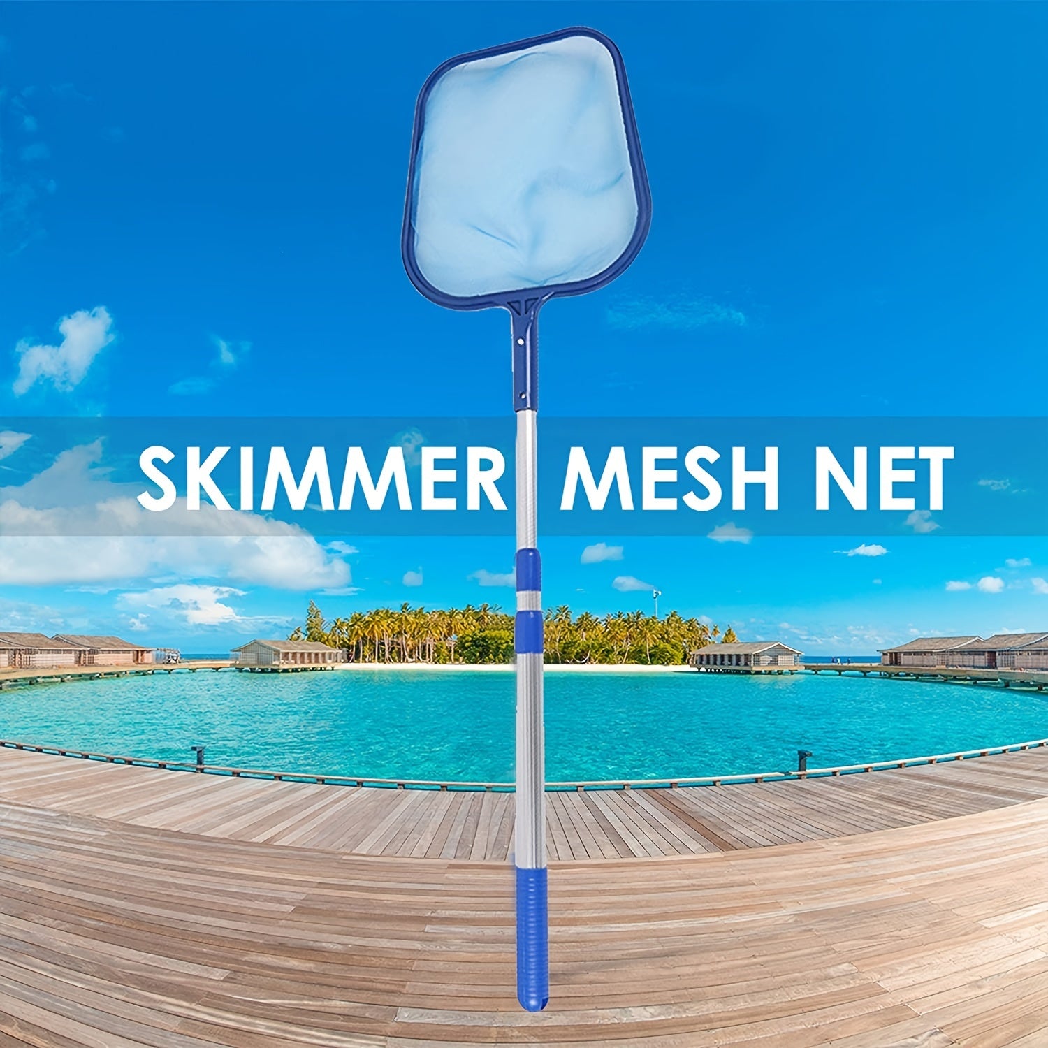 Pool Skimmer Net with Telescopic Pole - Fine Mesh Rake for Swimming Pool