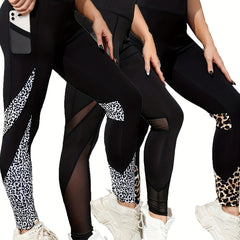3pcs Leopard Print Yoga Pants High Stretch Leggings
