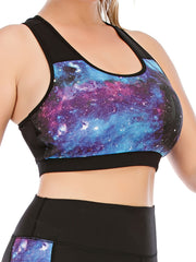 Galaxy Print Sports Bra Women's Plus Medium Stretch