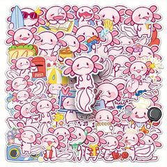 50pcs Pink Newt Animal Vinyl Stickers for Water Bottles Laptop