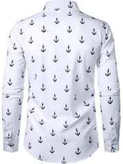 Floral Print Men Long Sleeve Casual Blouse