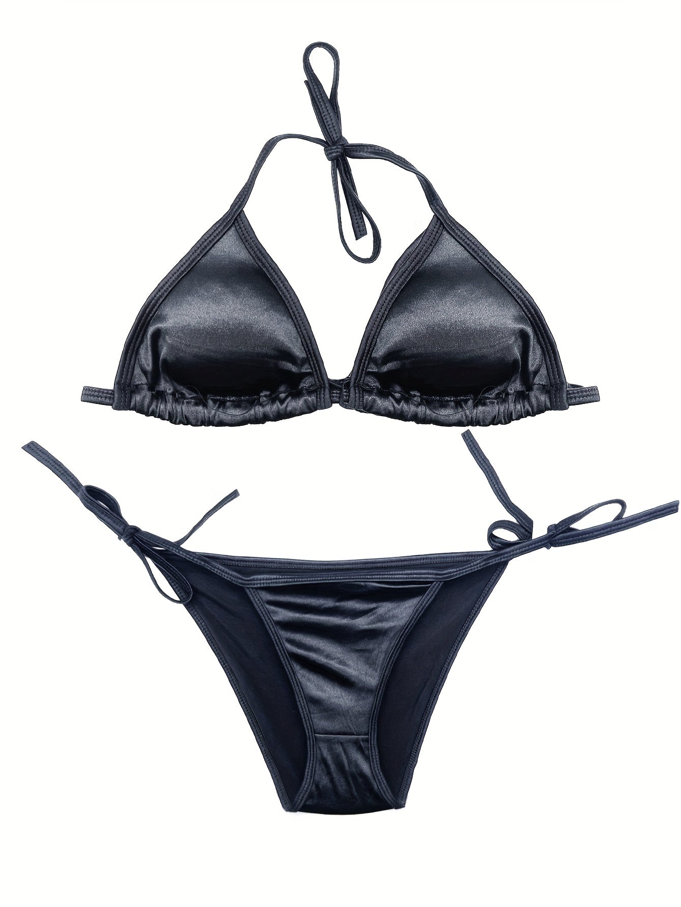 Strappy Lingerie Set Halter Bra & Bikini Panties Women's Sexy
