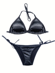 Strappy Lingerie Set Halter Bra & Bikini Panties Women's Sexy