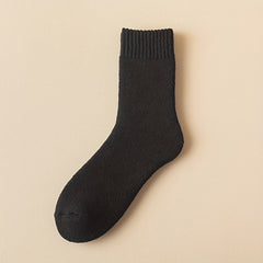 Winter Plus Velvet Thick Wool Warm Socks Men's Solid Soft Mid-calf