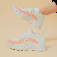 Women's Mesh Breathable Tennis Sports Shoes Lightweight Lace Up Travel Shoes