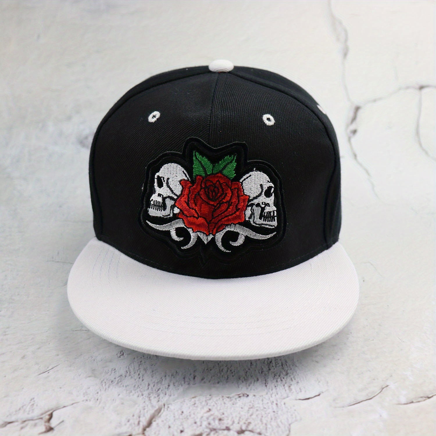 Hip Hop Cap Skull Rose Embroidery Hats Snapback Hat