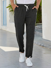 Loose Fit Striped Sweatpants Men's Drawstring Casual Pants