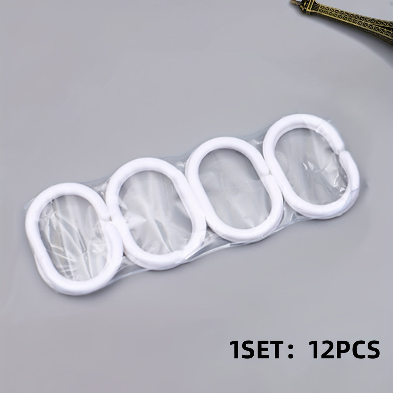 12PCS Plastic Shower Curtain Rings Bathroom Hooks