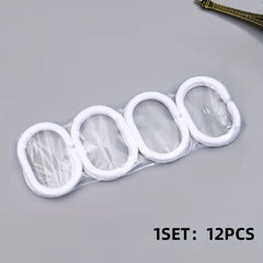 12PCS Plastic Shower Curtain Rings Bathroom Hooks