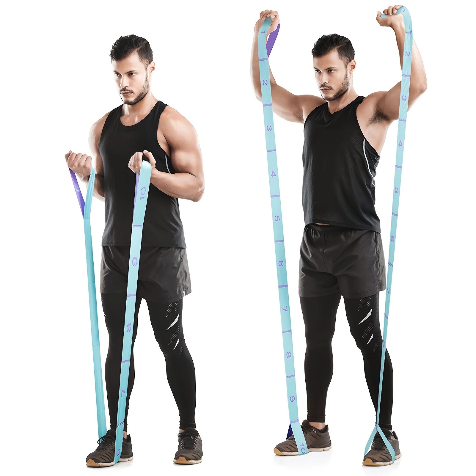 Yoga Pilates Fitness Stretching Strap Durable Polyester Elastic Band